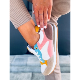 Deportivas mujer Pokki Caqui blanco rosado amarillo 4