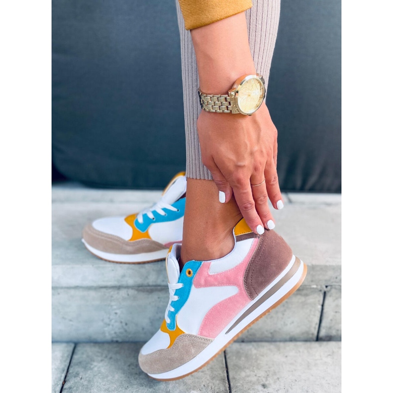 Deportivas mujer Pokki Caqui blanco rosa amarillo 1