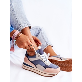 PS1 Deportivas Mujer Ante Azul-Gris Elisse rosa 1