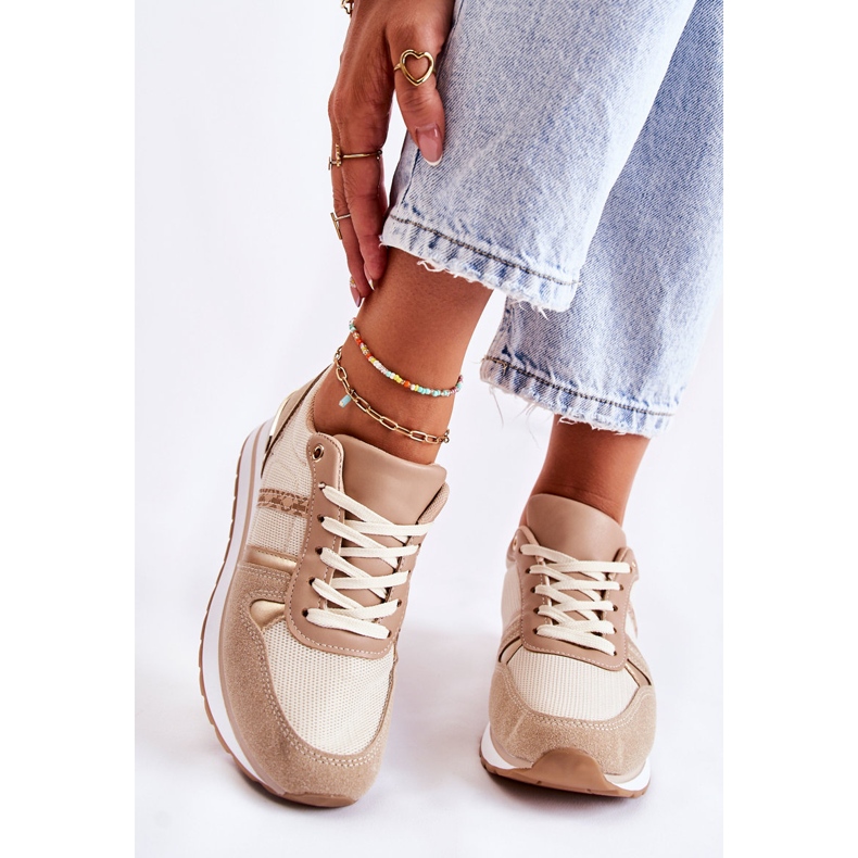 PG1 Deportivas Clásicas De Mujer Con Cordones Beige Elenes 1