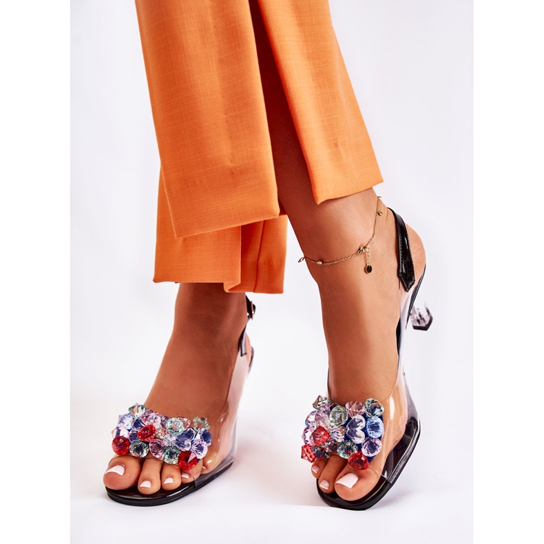 S.Barski Sandalias Elegantes Con Cristales Lanette Negro multicolor 2