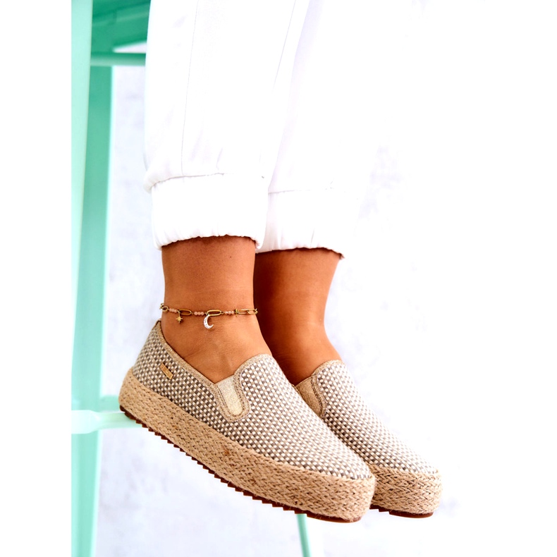 Zapatillas Trenzadas Mujer Slip On Big Star JJ274394 Beige dorado 3