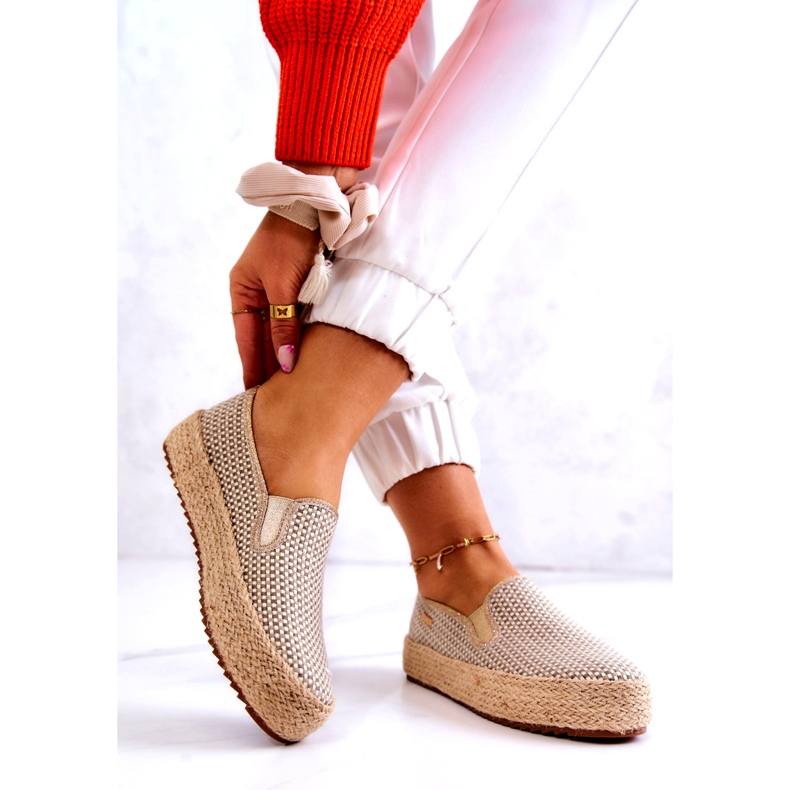 Zapatillas Trenzadas Mujer Slip On Big Star JJ274394 Beige dorado 2