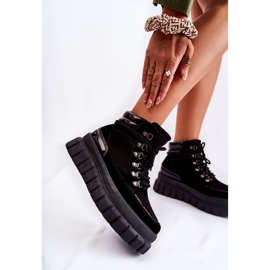 FB3 Botas de mujer de moda en la plataforma Black Magnific negro 8