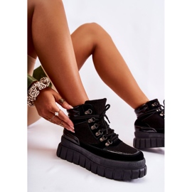 FB3 Botas de mujer de moda en la plataforma Black Magnific negro 10