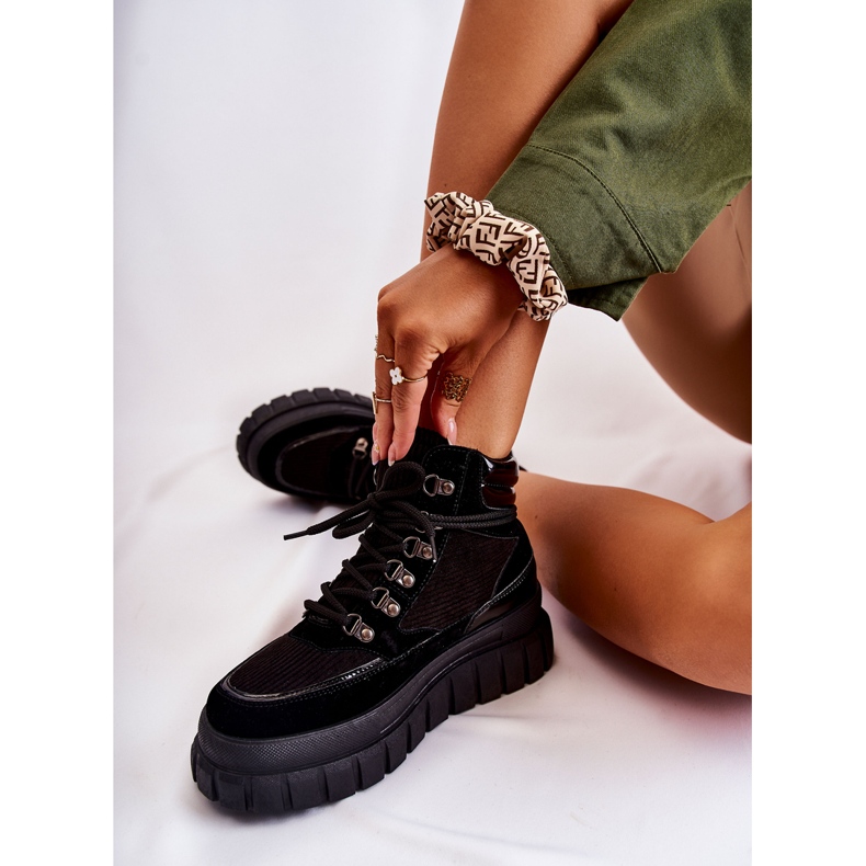 FB3 Botas de mujer de moda en la plataforma Black Magnific negro 2