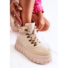 FB3 Botines De Mujer De Moda Beige Magnific 5