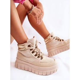 FB3 Botines De Mujer De Moda Beige Magnific 6