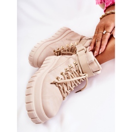 FB3 Botas De Mujer De Moda Con Plataforma Con Una Raya Beige Claro La Blanca 8