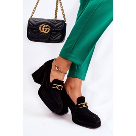 Zapatos De Salón De Ante Con Cadena Decorativa Laura Messi 2444 Negro 2