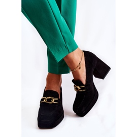 Zapatos De Salón De Ante Con Cadena Decorativa Laura Messi 2444 Negro 8