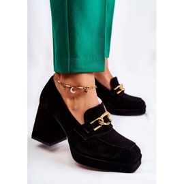 Zapatos De Salón De Ante Con Cadena Decorativa Laura Messi 2444 Negro 6