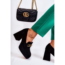 Zapatos De Salón De Ante Con Cadena Decorativa Laura Messi 2444 Negro 3