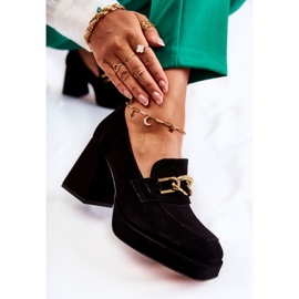 Zapatos De Salón De Ante Con Cadena Decorativa Laura Messi 2444 Negro 4