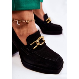 Zapatos De Salón De Ante Con Cadena Decorativa Laura Messi 2444 Negro 7