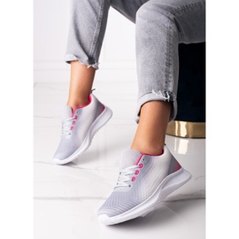 Deportivas de mujer Shelovet con cordones en blanco y gris 1