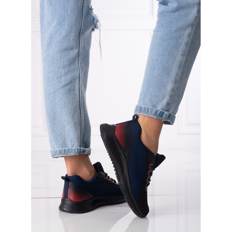 Deportivas deportivas mujer Shelovet con cordones azul marino y negro 1