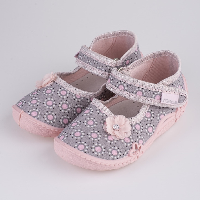 Zapatillas casa niña Viggami Anielka estampado rosa gris 1