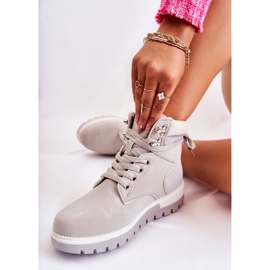 Botines de cuero en la plataforma gris ressa 7