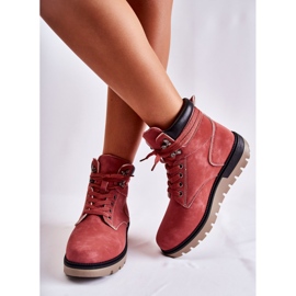 Botines De Cuero En La Plataforma Red Ressa rojo 1