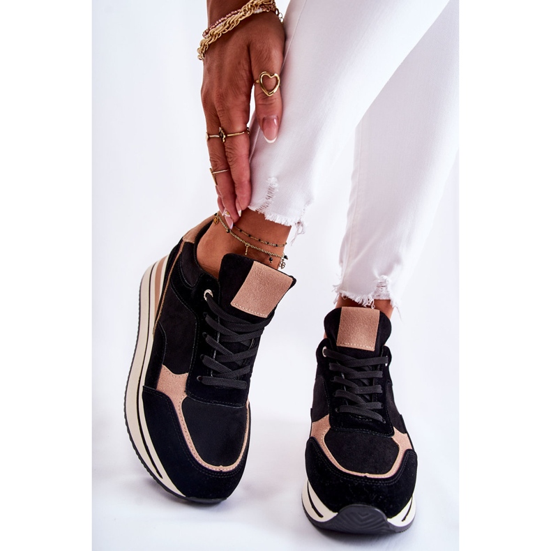 PS1 Deportivas Mujer Ante Negro y Beige Elisse 1