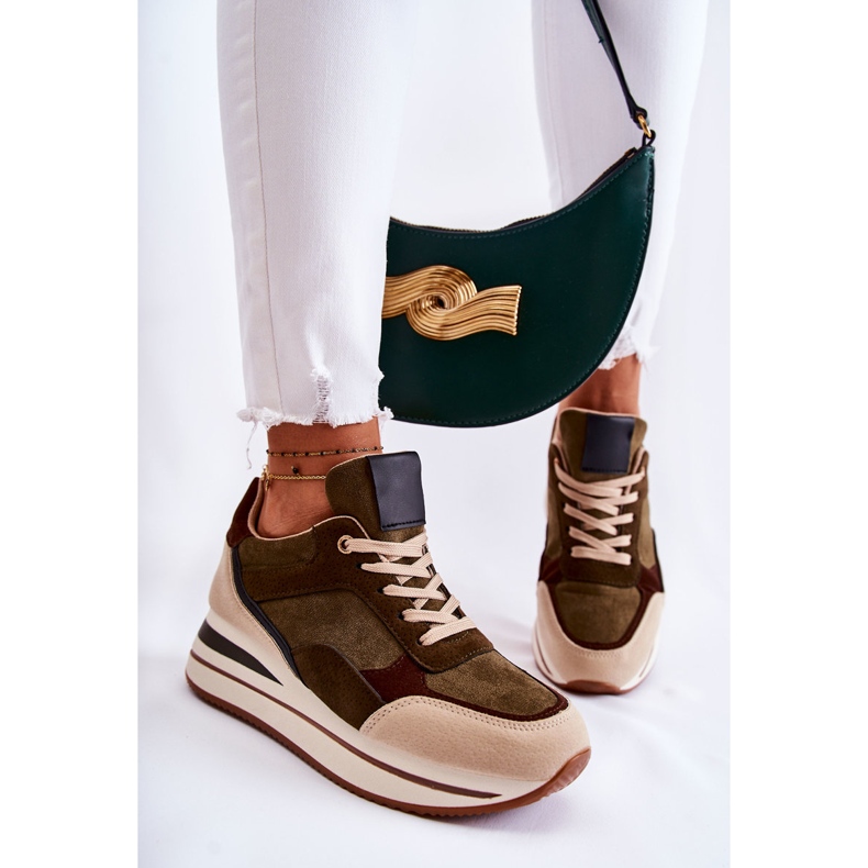 PS1 Deportivas Mujer Ante Verde-Beige Elisse 1