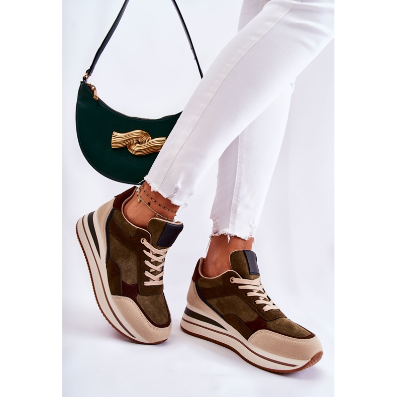 PS1 Deportivas Mujer Ante Verde-Beige Elisse 2