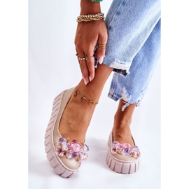 PA2 Bailarinas De Piel Sobre Plataforma Con Decoración Ladette De Color Beige 1 PA2 Bailarinas De Piel Sobre Plataforma Con Decoración Ladette De Color Beige 1