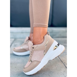 Zapatos deportivos en un tacón de cuña Dafne Khaki oculto beige 5