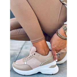 Zapatos deportivos en un tacón de cuña Dafne Khaki oculto beige 1