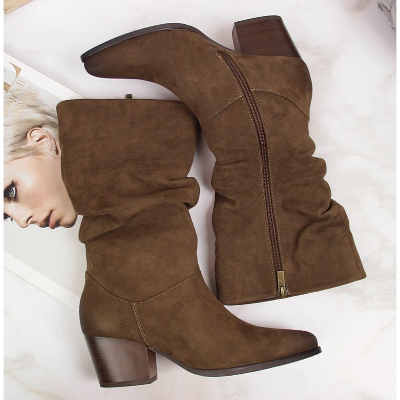 Botas cortas mujer arrugadas Vinceza marrón 2