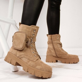 Botas plataforma mujer con bolsillo beige Vinceza 6