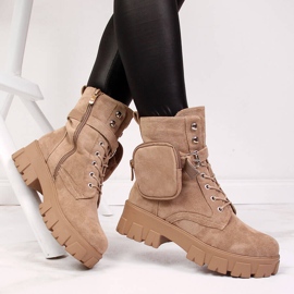 Botas plataforma mujer con bolsillo beige Vinceza 1