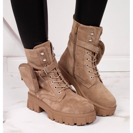 Botas plataforma mujer con bolsillo beige Vinceza 5