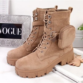 Botas plataforma mujer con bolsillo beige Vinceza 3