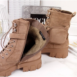 Botas plataforma mujer con bolsillo beige Vinceza 4