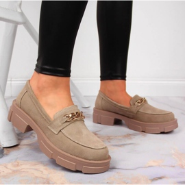 Zapatos mujer de piel con cadena beige Filippo 5