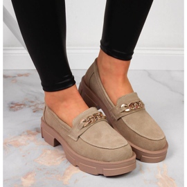 Zapatos mujer de piel con cadena beige Filippo 6