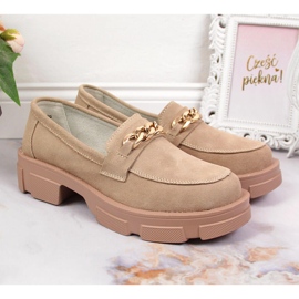 Zapatos mujer de piel con cadena beige Filippo 4