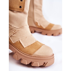 PS1 Botines Trabajadores Altos Sobre Cremallera Nerisa Beige Oscuro 3