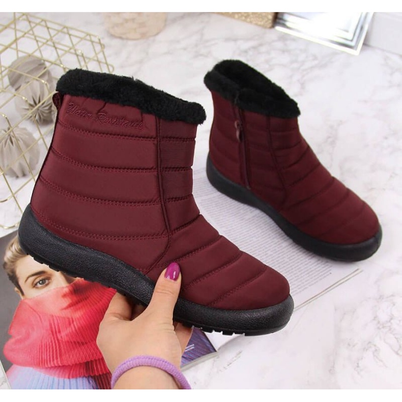 Botas de nieve impermeables con cremallera News W EVE181C burdeos rojo 1