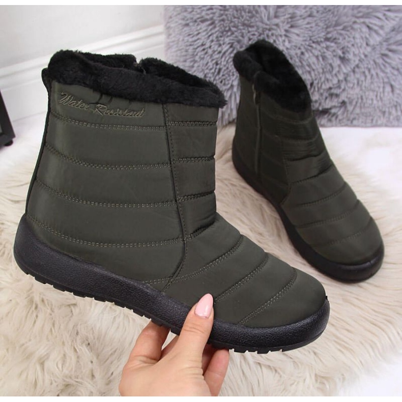 News Botas de nieve impermeables con cremallera Novedades W EVE181D khaki negro caqui 1