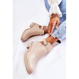 PG1 Botas De Mujer En Ecopiel Tacón Plano Beige Marla 4