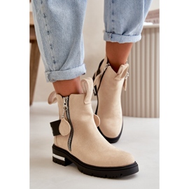 Botas cálidas de mujer con cremallera Beige Calvaro 4