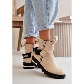 Botas cálidas de mujer con cremallera Beige Calvaro 3