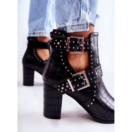 WJ2 Botas De Mujer Con Tacón De Strass Kelin Negro 5