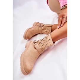 Botines Calados Con Cremallera Cadena Chantelle Beige 14