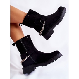 Botines Calados Con Cremallera Con Cadena Chantelle Negro 5
