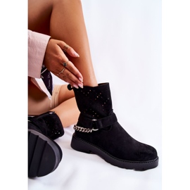 Botines Calados Con Cremallera Con Cadena Chantelle Negro 3