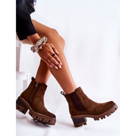 PS1 Cálidas botas de mujer con cremallera en marrón Lenaris caqui 3